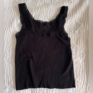 Black Lace Trim Brandy Tank